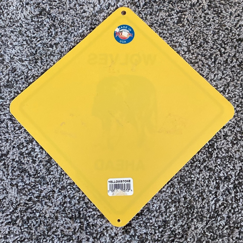 WOLVES AHEAD CAUTION plastic sign - Picture 2 of 3
